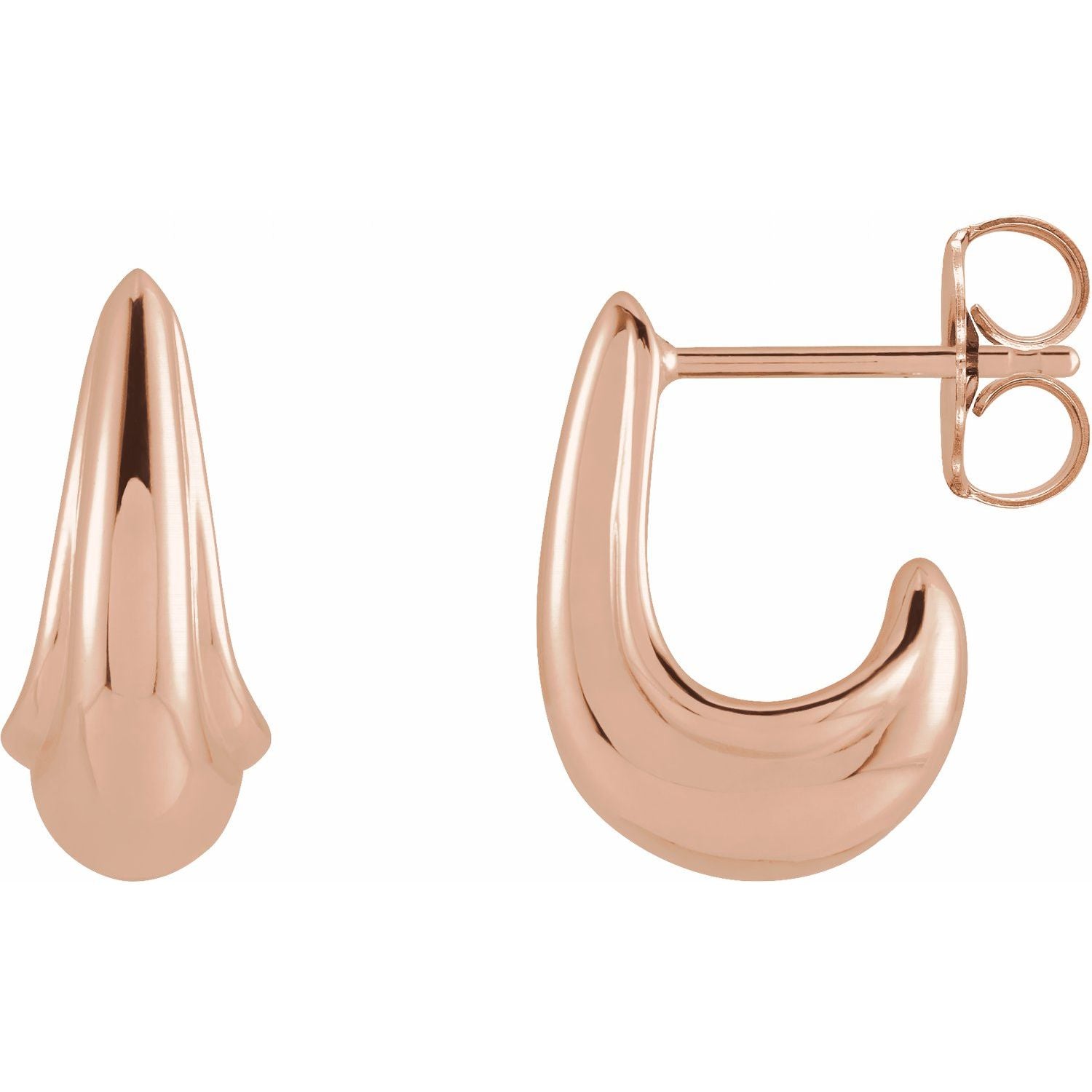 14K Tapered J - Hoop Earrings - Balacia