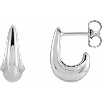 14K Tapered J - Hoop Earrings - Balacia