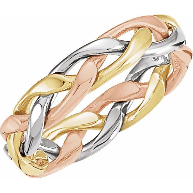 14K Tri - Color 4.75 mm Woven Band - Balacia