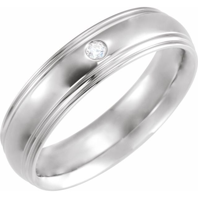 14K White .04 CT Diamond Half Round Edge Band - Balacia