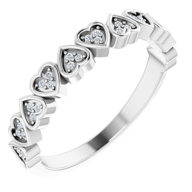 14K White .07 CTW Diamond Heart Anniversary Band - Balacia