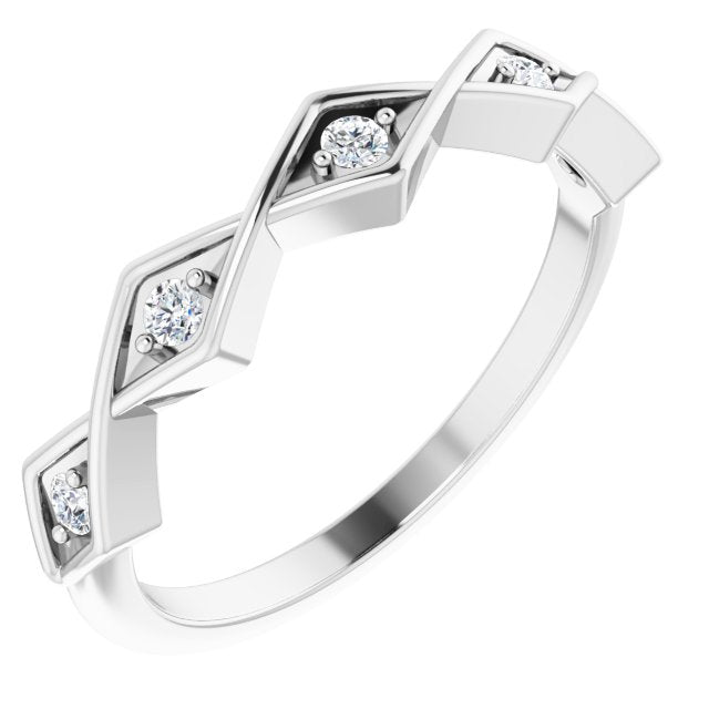14K White 1/10 CTW Diamond Geometric Anniversary Band - Balacia