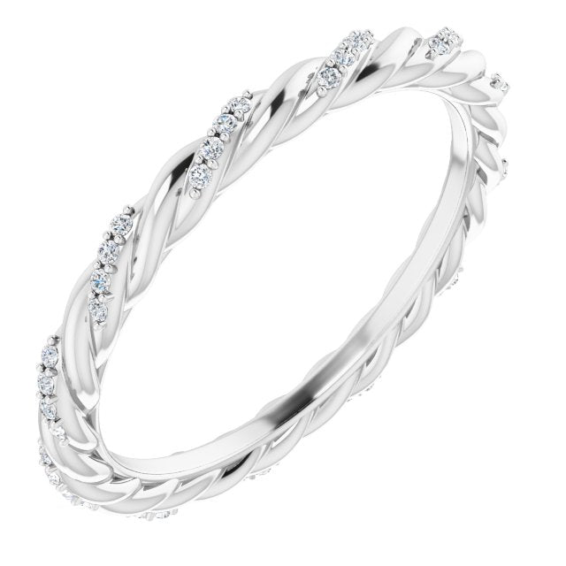 14K White 1/10 CTW Diamond Rope Eternity Band - Balacia