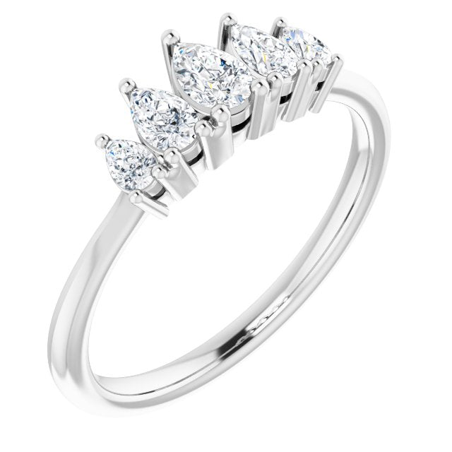 14K White 1/2 CTW Diamond 5 - Stone Anniversary Band - Balacia