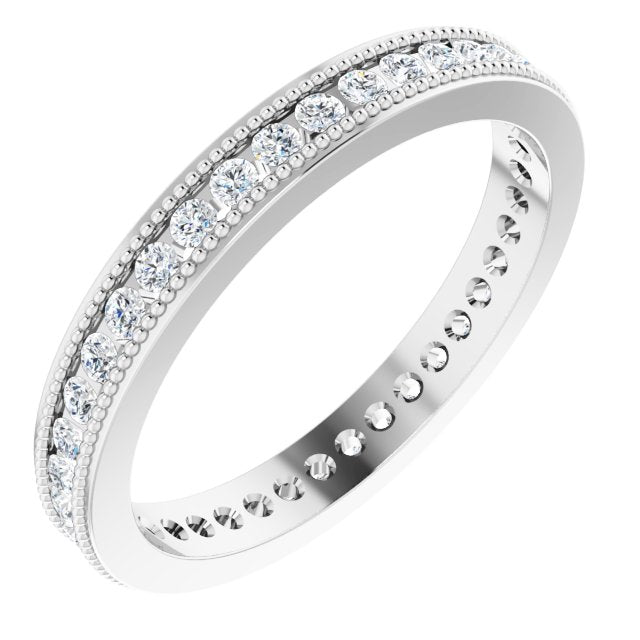 14K White 1/2 CTW Diamond Eternity Milgrain Band - Balacia