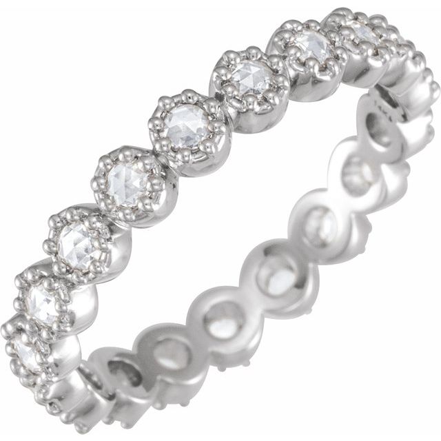 14K White 1/2 CTW Diamond Rose - Cut Eternity Band - Balacia