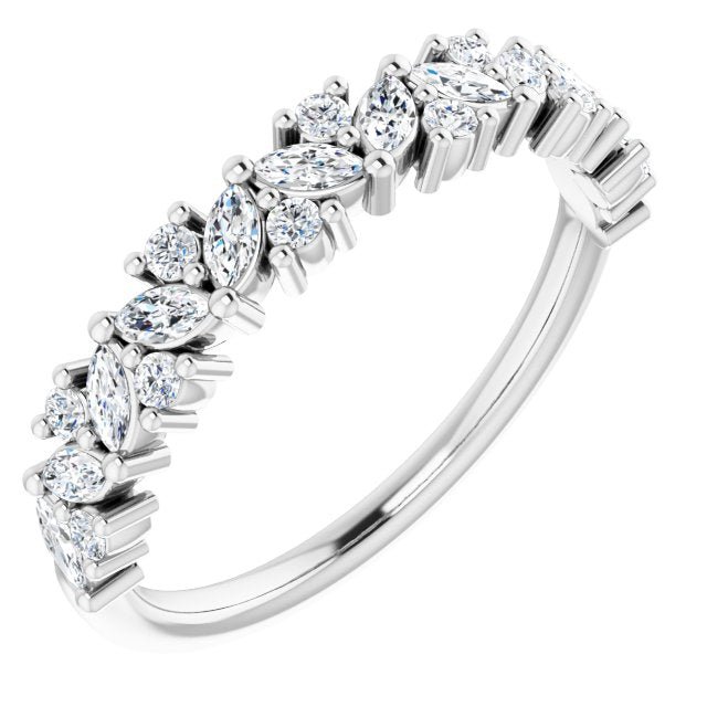 14K White 1/2 CTW Diamond Tilted Marquise Anniversary Band - Balacia