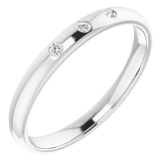 14K White 1/3 CTW Diamond 3 - Stone Half - Round Band - Balacia