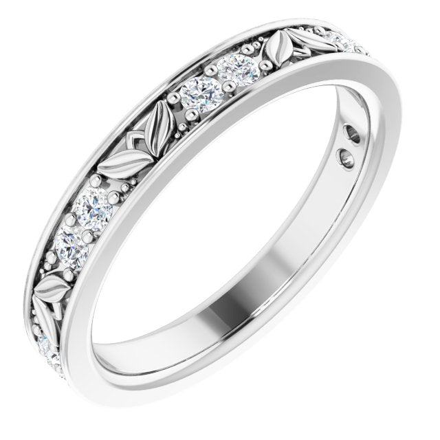 14K White 1/3 CTW Diamond Leaf Anniversary Band - Balacia