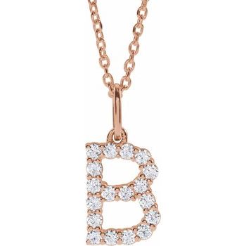14K White 1/4 CTW Lab - Grown Diamond Initial B 16 - 18" Necklace - Balacia