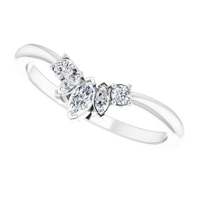 14K White 1/5 CTW Diamond Accented Contour Band - Balacia