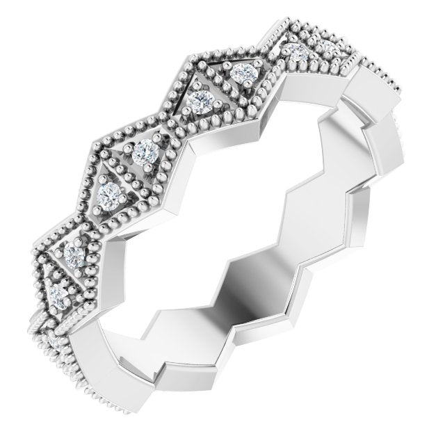 14K White 1/5 CTW Diamond Geometric Eternity Band - Balacia