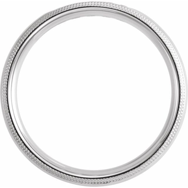 14K White 1/5 CTW Diamond Half Round Comfort - Fit Milgrain Band - Balacia