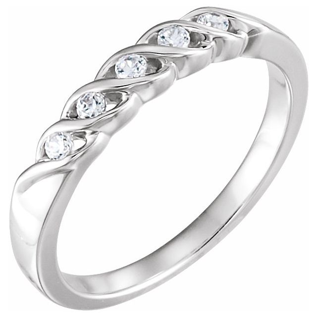 14K White 1.7 mm Five - Stone Anniversary Band - Balacia