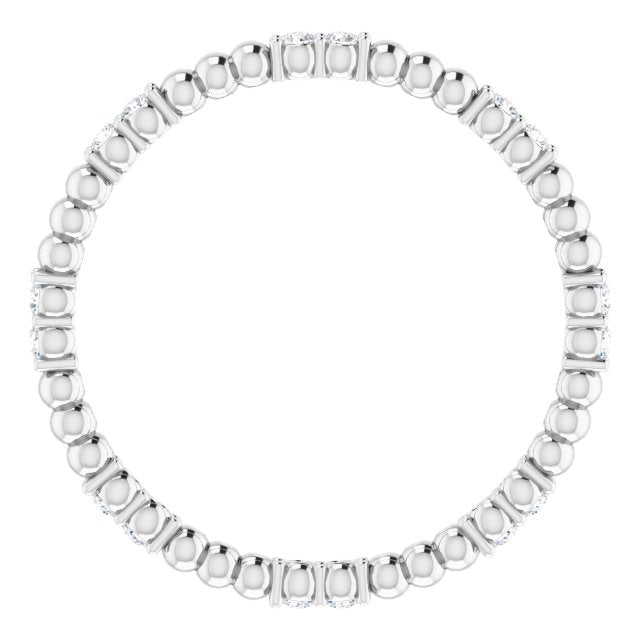 14K White 1/8 CTW Diamond Beaded Eternity Band - Balacia