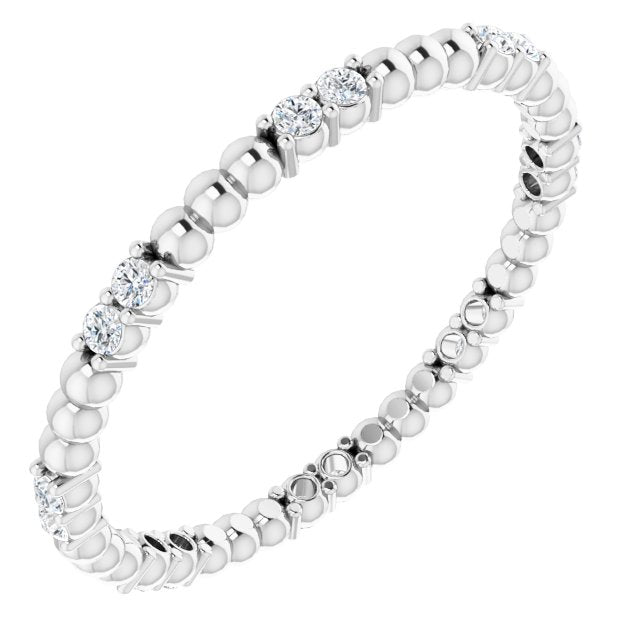 14K White 1/8 CTW Diamond Beaded Eternity Band - Balacia