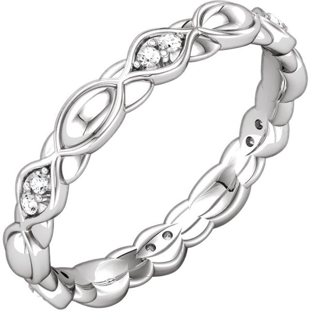 14K White 1/8 CTW Diamond Sculptural - Inspired Eternity Band - Balacia