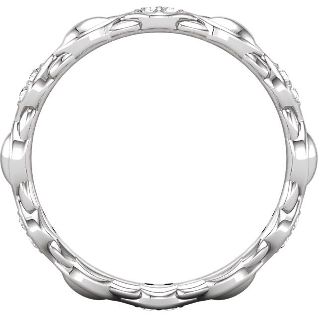 14K White 1/8 CTW Diamond Sculptural - Inspired Eternity Band - Balacia