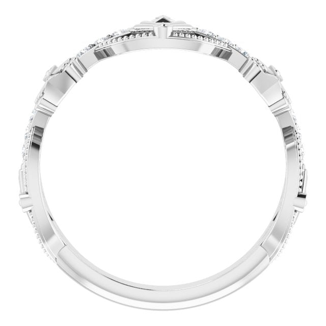 14K White 1/8 CTW Diamond Vintage - Inspired Anniversary Band - Balacia