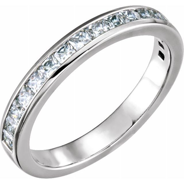 14K White 2 mm Princess Channel - Set Anniversary Band - Balacia