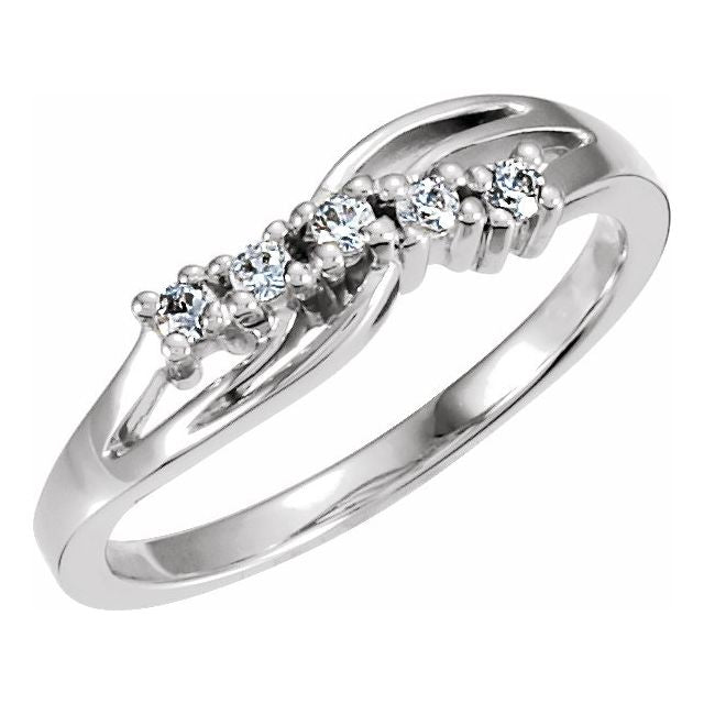 14K White 2 mm Round Five - Stone Anniversary Band - Balacia