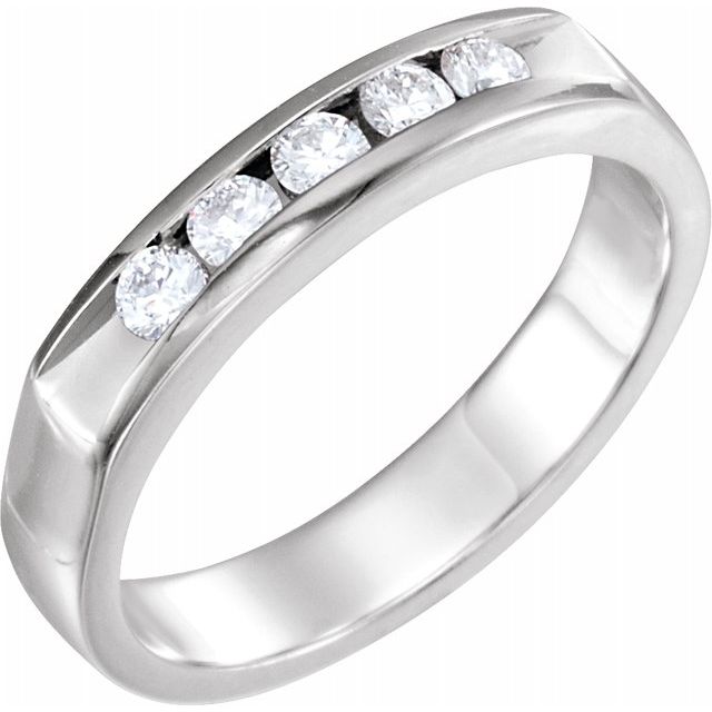 14K White 2.4 mm Round Five - Stone Anniversary Band - Balacia
