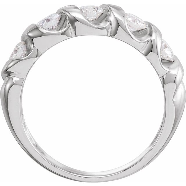 14K White 2.5 mm Round Five - Stone Anniversary Band - Balacia