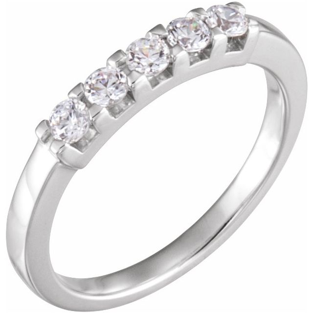 14K White 2.5 mm Round Five - Stone Anniversary Band - Balacia