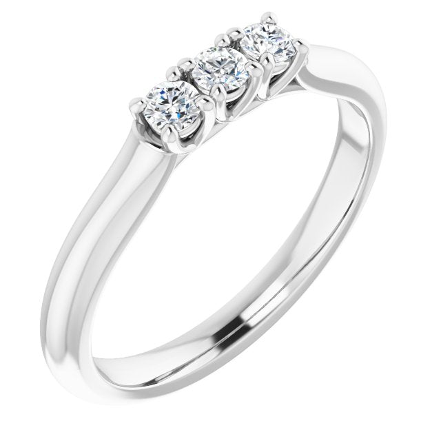 14K White 2.5 mm Round Three - Stone Anniversary Band - Balacia