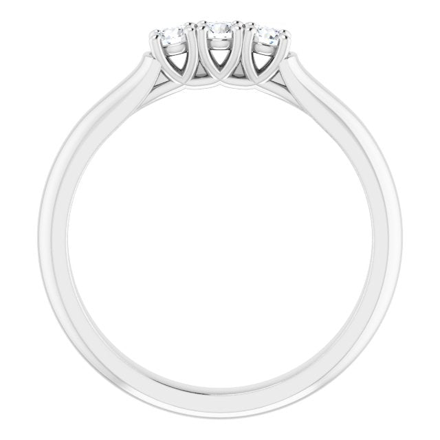 14K White 2.5 mm Round Three - Stone Anniversary Band - Balacia