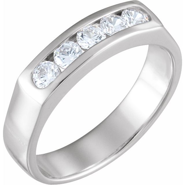 14K White 2.7 mm Round 5 - Stone Anniversary Band - Balacia