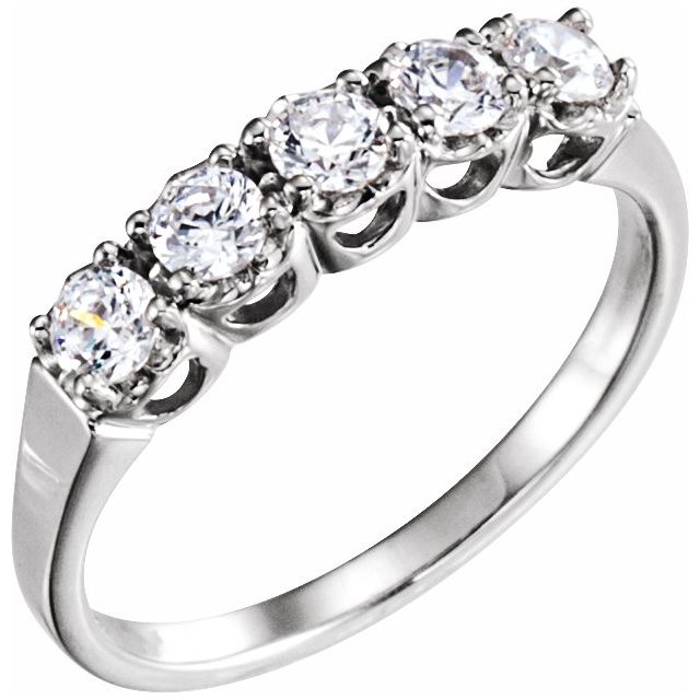 14K White 3 mm Five - Stone Anniversary Band - Balacia