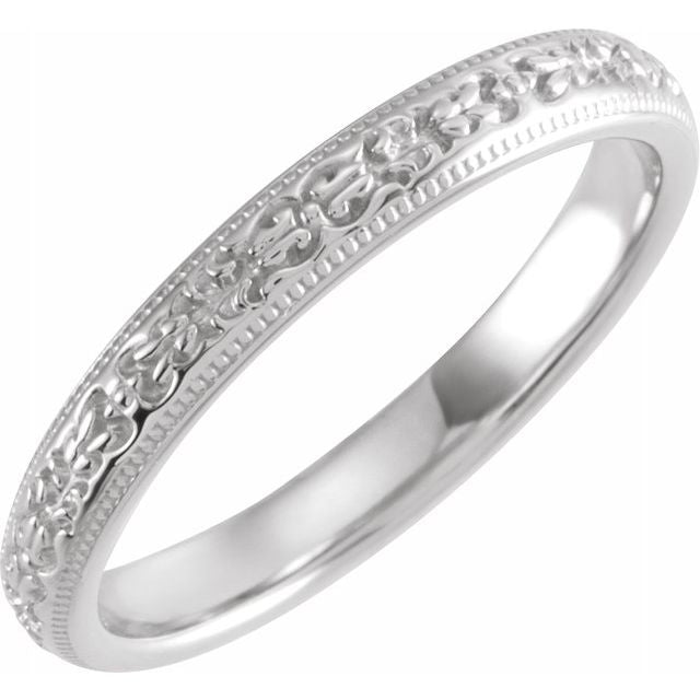 14K White 3 mm Patterned Band - Balacia