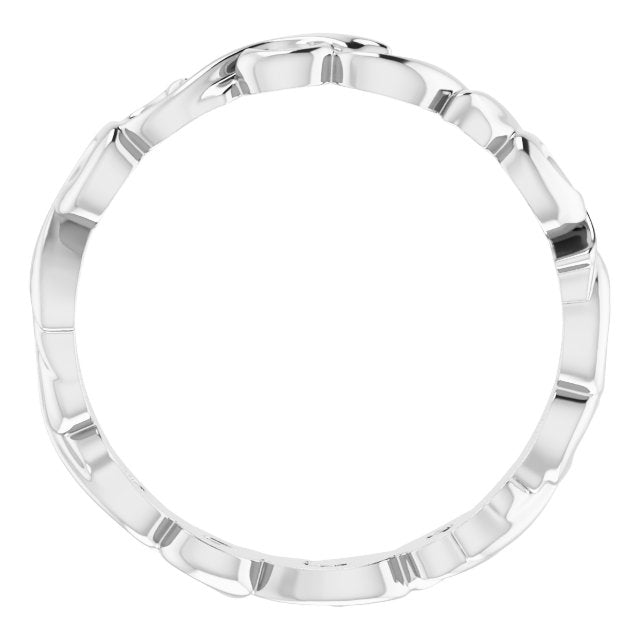 14K White 3 mm Sculptural - Inspired Scroll Design Band - Balacia