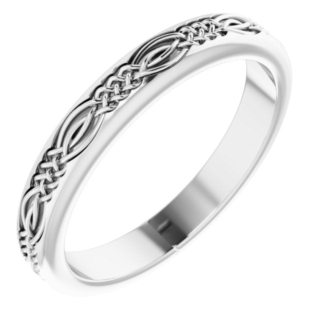 14K White 3.2 mm Celtic - Inspired Band - Balacia