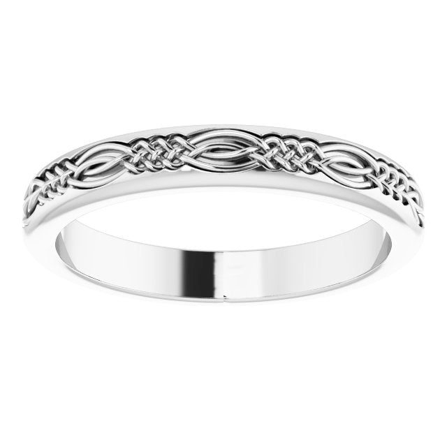 14K White 3.2 mm Celtic - Inspired Band - Balacia