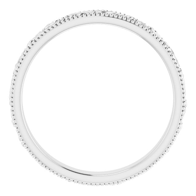 14K White 3.2 mm Design - Engraved Band - Balacia