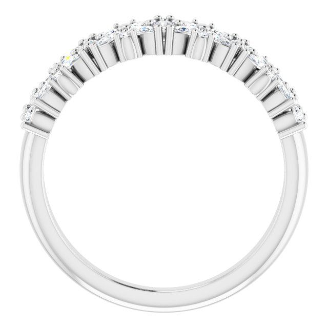 14K White 3/4 CTW Diamond Floral Anniversary Band - Balacia