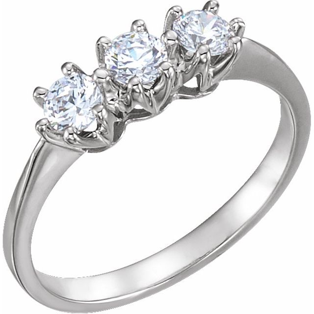 14K White 3.6 mm Round 3 - Stone Anniversary Ring - Balacia