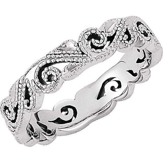 14K White 4.5 mm Scroll Band - Balacia
