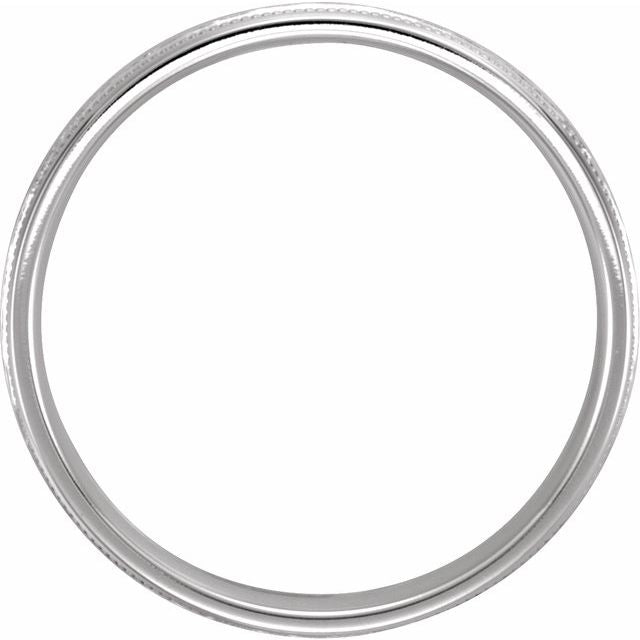 14K White 5 mm Flat Edge Band with Hammer Finish & Milgrain - Balacia