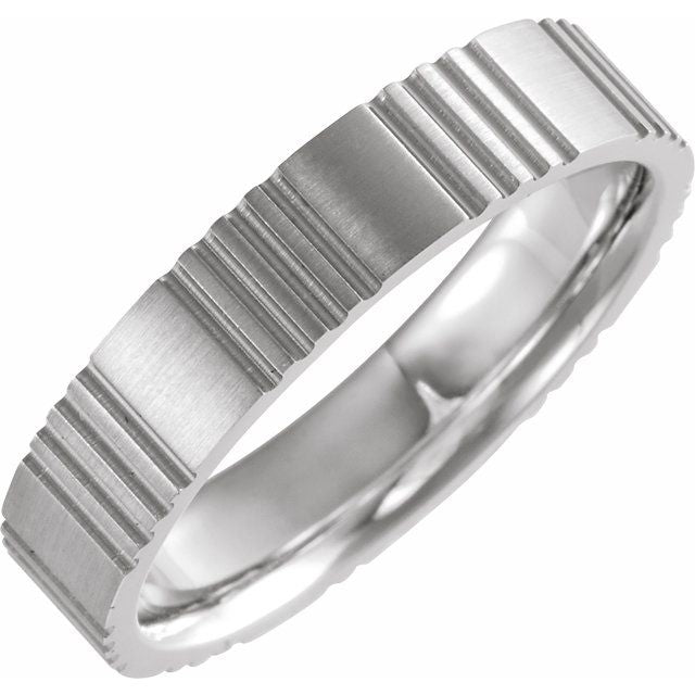 14K White 5 mm Grooved Band with Satin Finish - Balacia