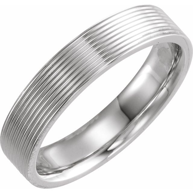 14K White 5 mm Ridged Band - Balacia