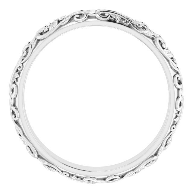 14K White 5 mm Scroll Band with Milgrain - Balacia