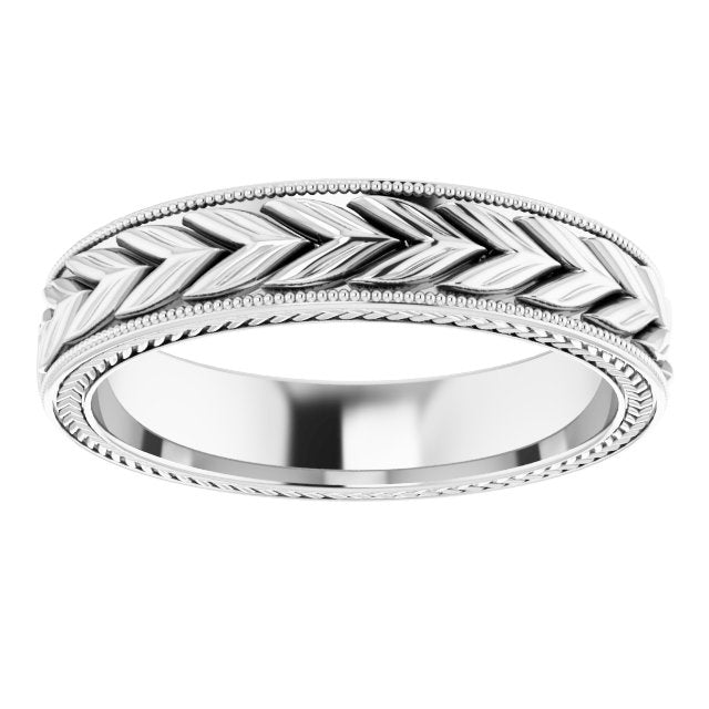 14K White 5 mm Wheat Pattern Band - Balacia