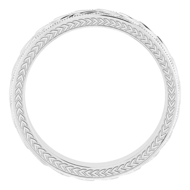 14K White 5 mm Wheat Pattern Band - Balacia