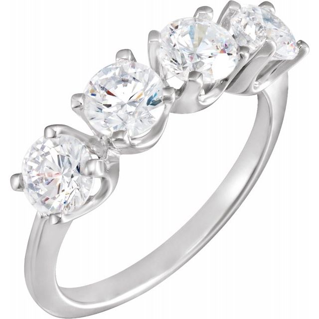 14K White 5.2 mm Round Four - Stone Anniversary Band - Balacia