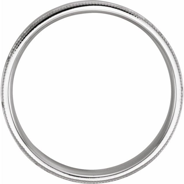 14K White 6 mm Flat Band with Hammer Finish & Milgrain - Balacia