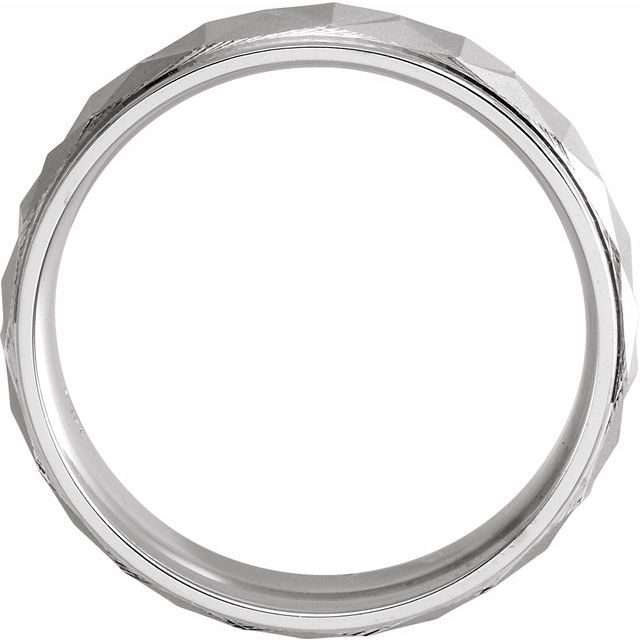 14K White 6 mm Geometric Band with Matte/Polished Finish - Balacia