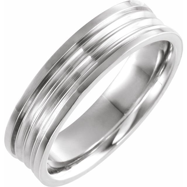 14K White 6 mm Grooved Band - Balacia